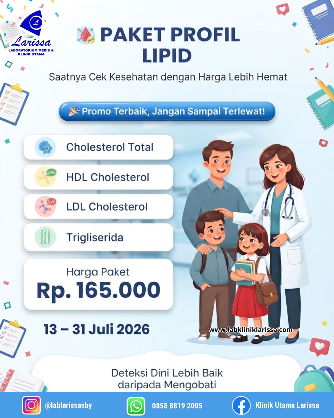 Paket Profil Lipid — Cholesterol Total, HDL, LDL, Trigliserida — Rp 165.000