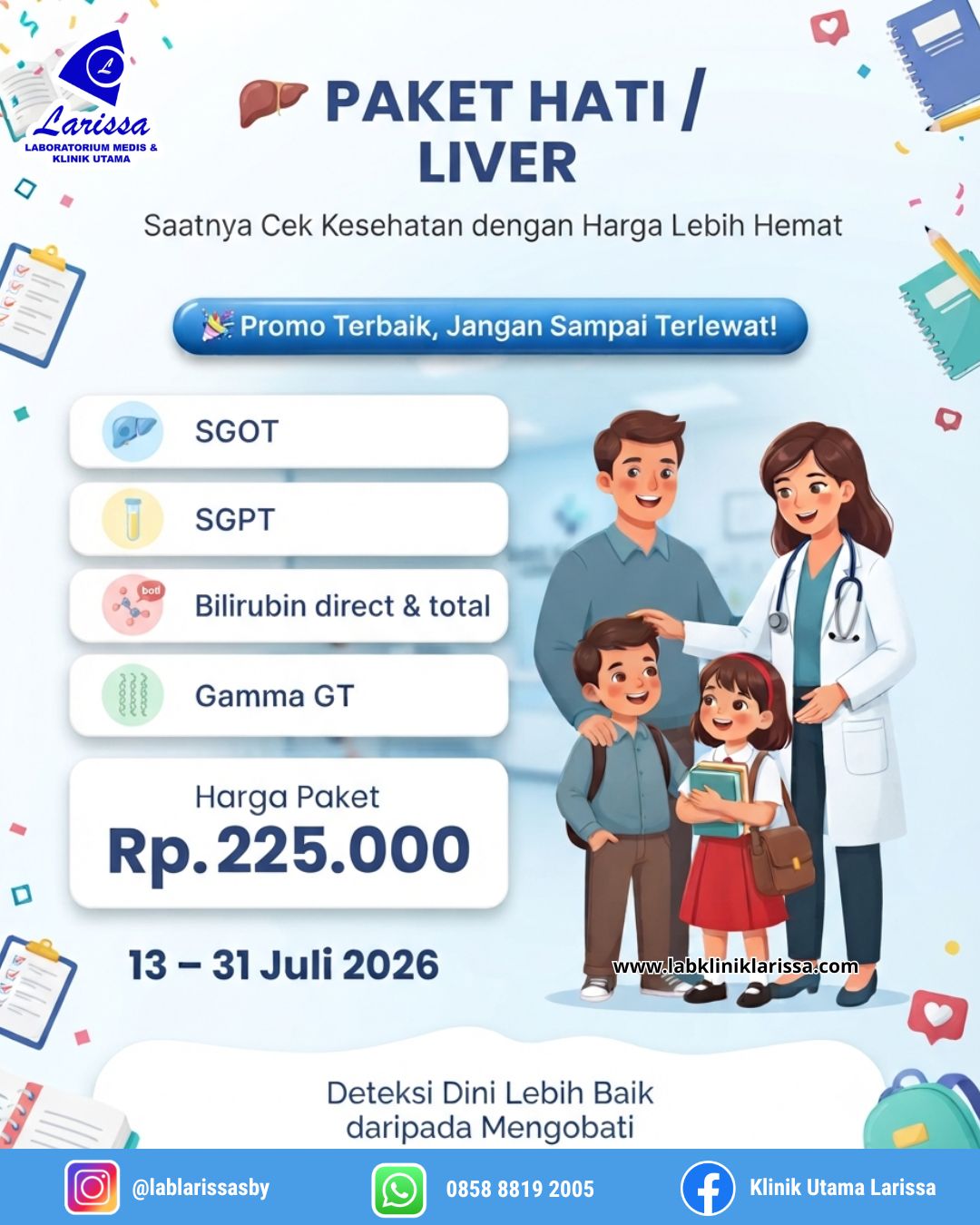 Paket Hati / Liver — SGOT, SGPT, Bilirubin, Gamma GT — Rp 225.000