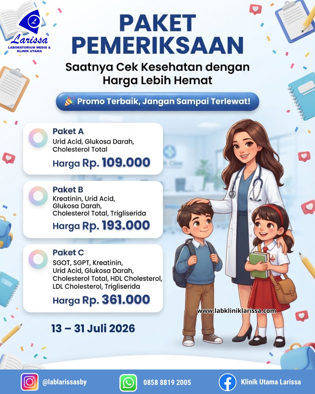 Paket Pemeriksaan A/B/C — mulai Rp 109.000